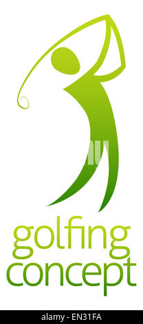 An illustration of an abstract golfer swinging his golf club concept design Stock Photo