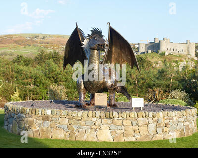 Dewi ,Welsh dragon at Min-Y-Don holiday park , Harlech Gwynedd Wales UK Stock Photo