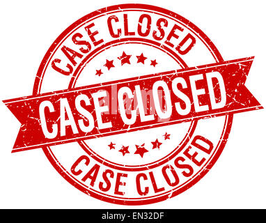 case closed grunge retro red isolated ribbon stamp Stock Photo