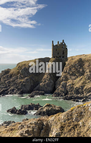 Dunskey Castle at Portpatrick, Dumfries and Galloway, Scotland, March 2015 Stock Photo