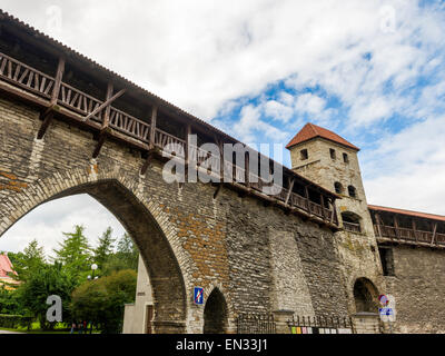 The Monastery Gate in the town walls around the old town of Tallinn, Estonia.  Viewed from inside. Stock Photo