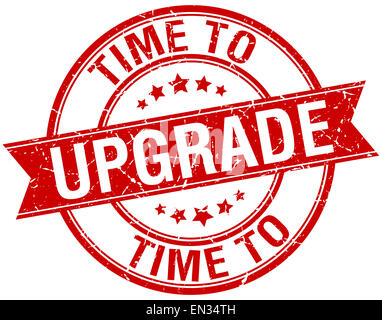 time to upgrade grunge retro red isolated ribbon stamp Stock Photo