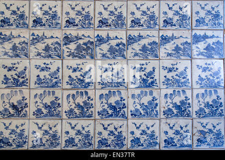 Floor made of hand-painted Chinese porcelain tiles in the Paradesi Synagogue, Jewish Quarter or Jew Town, Mattancherry, Kochi Stock Photo