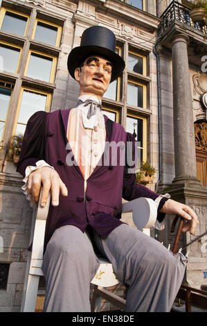 Giant effigy of the Elector of Lamartine, Electeur de Lamartine outside the  town hall,  Bergues, Nord Pas de Calais, Hauts de France, France Stock Photo