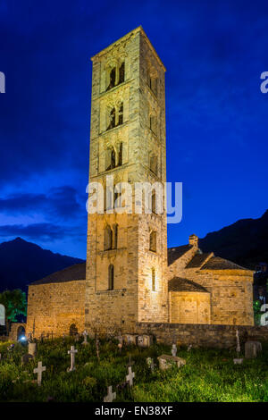 Romanesque church of Sant Climent de Taüll, Unesco World Heritage Site, Vall de Boí, Taüll, Catalonia, Spain Stock Photo