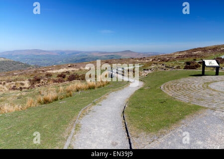 View of Sugarloaf Mountain and the Usk Valley from The Keepers Pond, Blaenavon, South Wales, UK. Stock Photo