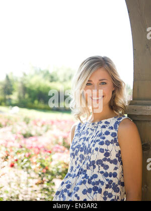 USA, Utah, Lehi, portrait of young woman in park Stock Photo
