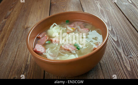 Kapusniak - Cabbage soup is a filling vegetable soup of sauerkraut  cabbage. common in Polish, Slovak and Ukrainian cuisines Stock Photo