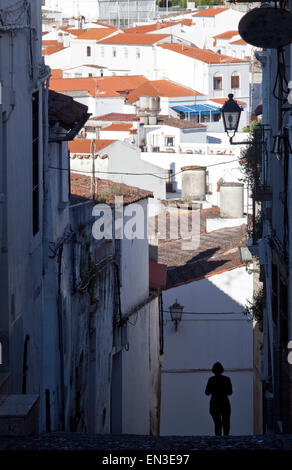 Streets of Jerez de los Caballeros, Spain. Famous village with mudejar towers and Templar stronghold Stock Photo