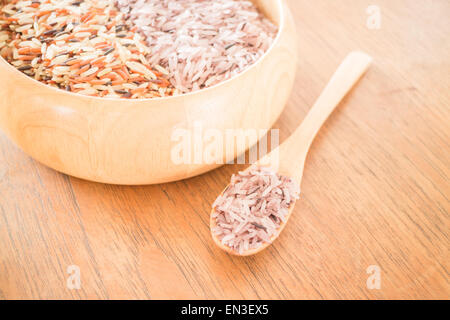 Organic multi whole grain of jasmine rice Stock Photo