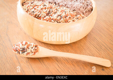 Organic multi whole grain of jasmine rice Stock Photo