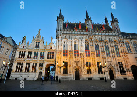 Belgium, Bruges, Burg square, town hall, Brugse Vrije and Stadhuis Stock Photo