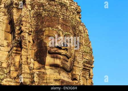 Stone face towers of Bayon Temple at ancient Angkor. Siem Reap, Cambodia Stock Photo