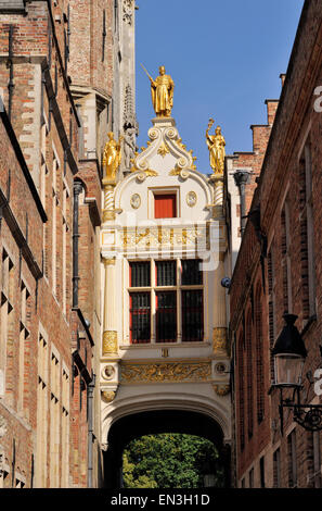 Belgium, Bruges, town hall, Brugse Vrije, Blinde Ezelstraat passageway Stock Photo