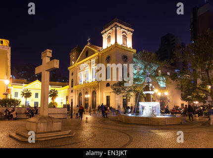 old portuguese colonial church in square of macau macao china Stock Photo