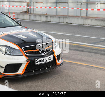 Mercedes Benz Safety Car on Race Track Stock Photo