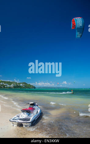 jet ski and kite surf water sports in bolabog beach boracay philippines Stock Photo