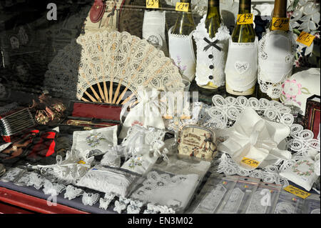 Belgium, Bruges, lace shop Stock Photo