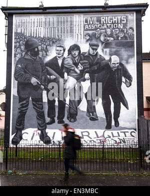 Bloody Sunday memorials to the atrocities that occurred during the Troubles in a Catholic region of London Derry in Northern Ire Stock Photo