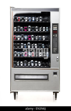 cell phones in a vending machine Stock Photo