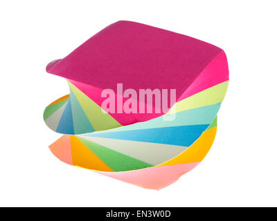 Spiral memo pad of coloured notepaper paper stack in different colours  notepad isolated on white Stock Photo