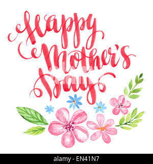 Mama - hand drawn watercolor doodle brush lettering. Mothers day lettering  card or invitation. Mama text isolated on white background. Template for ba  Stock Photo - Alamy
