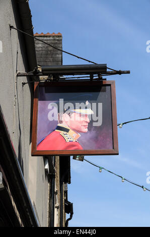 The sign outside the Duke of Cambridge Bar in Little Clarendon Street, Oxford, U.K depicts Prince William. Stock Photo