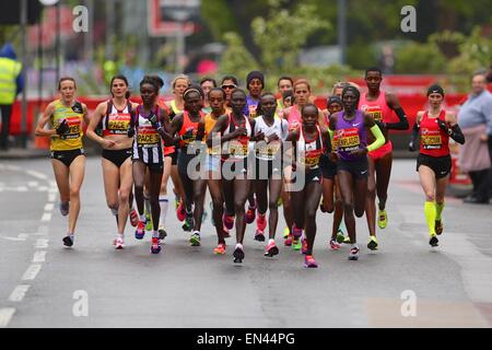 London, UK. 26th Apr, 2015. London Marathon. The elite womans field in the early stages of the Flora London Marathon race. © Action Plus Sports/Alamy Live News Stock Photo