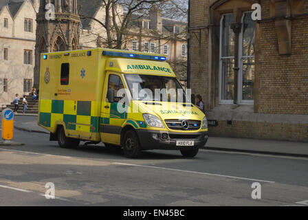 Ambulance with blue flashing light, Oxford, England Stock Photo