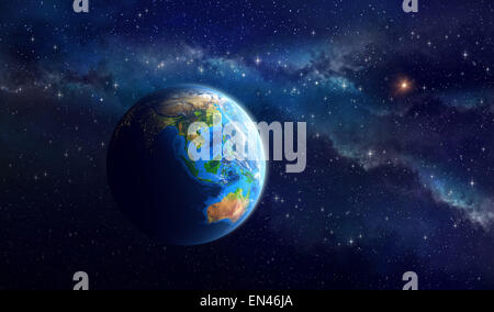 Earth in outer space. View of Asian and Australian continent. Elements of this image furnished by NASA Stock Photo