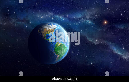 Earth in outer space. View of American continent. Elements of this image furnished by NASA Stock Photo