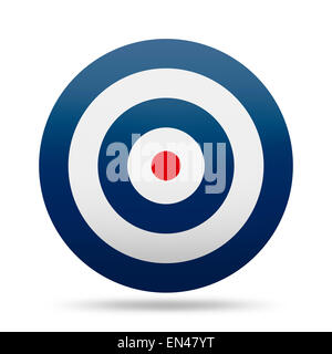 Round Target with Blue Rings and Red Center Isolated on White Background. Stock Photo