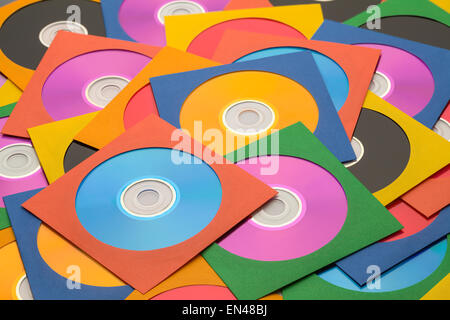 Many Discs in Cases in a large Messy Pile. Stock Photo