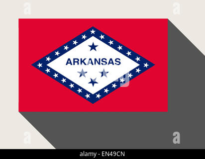American State of Arkansas flag in flat web design style. Stock Photo