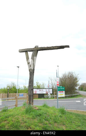 The Caxton Gibbet, the is a replica of the 18th century gibbet which is 120 years old in itself. 27th April 2015 Stock Photo