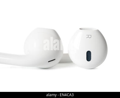 White headphones on white background, isolated Stock Photo