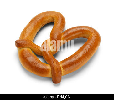 Large Soft Pretzel Bread Isolated on White Background. Stock Photo