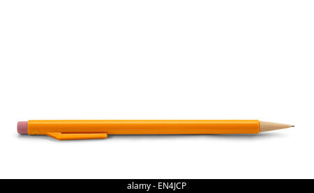 Yellow Plastic Mechanical Pencil Isolated on White Background. Stock Photo