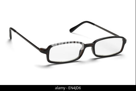 Front View of Open Reading Glasses Isolated on a White Background. Stock Photo
