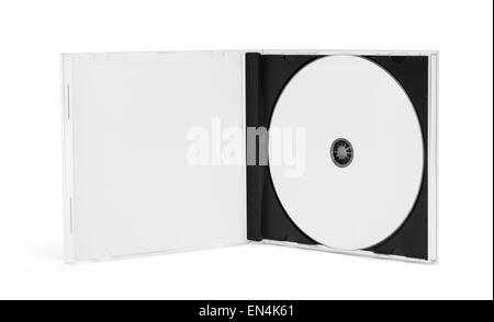 Open CD Case with Disc and Copy Space Isolated on White Background. Stock Photo