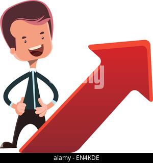 Vector illustration businessman character with arrow moving down and ...
