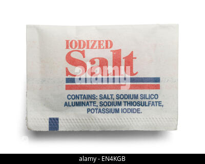 Small Paper Salt Packet Isolated on a White Background. Stock Photo