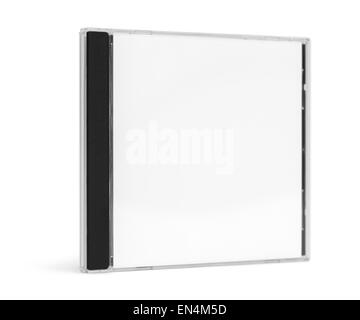 Blank CD Case Facing Forward Standing up Isolated on White Background. Stock Photo