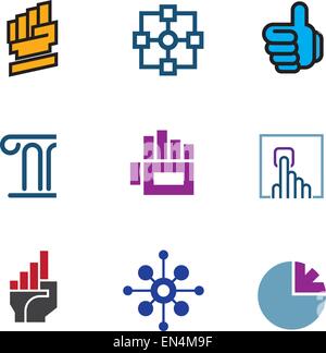 Future progress success technology foundation fist symbol logo icon set Stock Vector