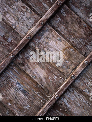 Detail of the bottom of a small rowing boat beside Loch Dubh at the hamlet of Tarbet which lies about five miles from Scourie in Sutherland, Scotland. Stock Photo