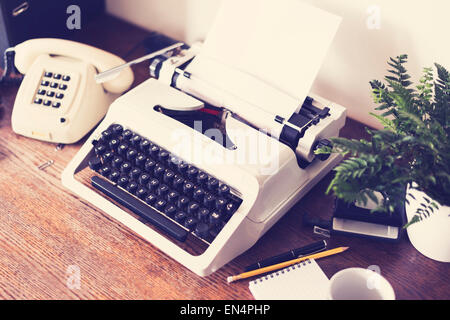 Retro office desk Stock Photo