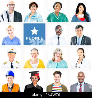 Portrait of Multiethnic Mixed Occupations People Stock Photo
