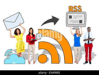 People and Social Networking and RSS Concept Stock Photo