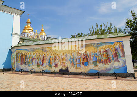 Beauty wall painting of St. Michael's Golden-Domed Monastery cathedral , Kyiv, Ukraine Stock Photo