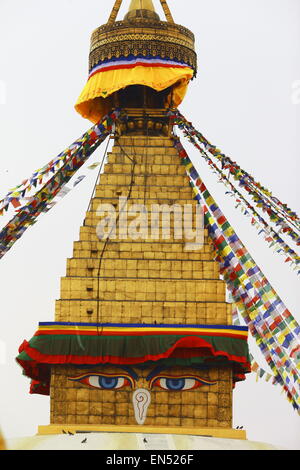 great buddhist temple and Boudhanath stupa, in Kathmandu. Nepal Stock Photo